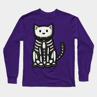 Halloween Skeleton Cat Long Sleeve T-Shirt